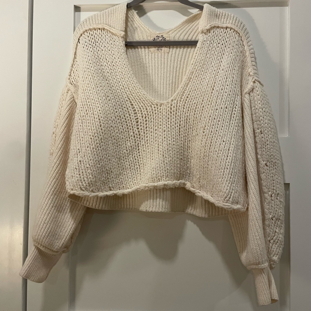 We The Free Cream V-Neck Sweater